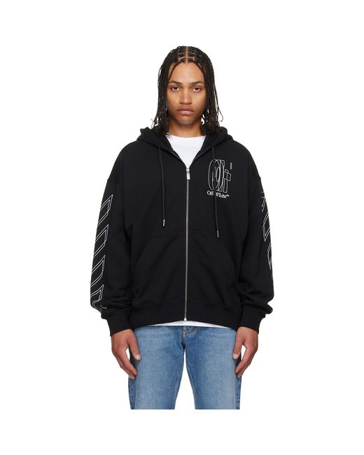 Off-White c/o Virgil Abloh Black Outline Double Arrow Skate Zip Hoodie for men