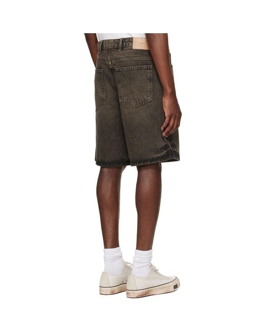 Represent Black Overdyed Denim Shorts for men