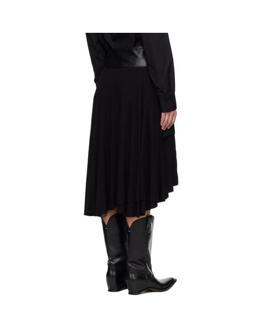 AARON ESH Black Jersey Wrap Midi Skirt