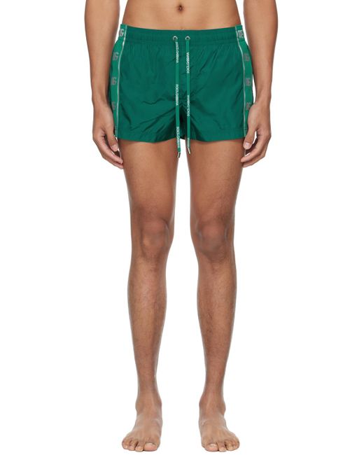 Dolce & Gabbana Green Logo Bands Swim Shorts for men