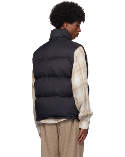 AURALEE Super Light Nylon Ripstop Down Vest in Black for Men AURALEE Super Light Nylon Ripstop Down Vest in Black for Men