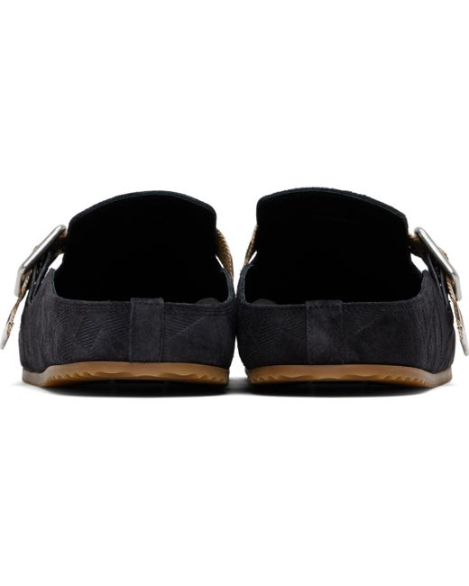 メンズ Burberry ブラック Urchin チェック スエード クロッグ Black