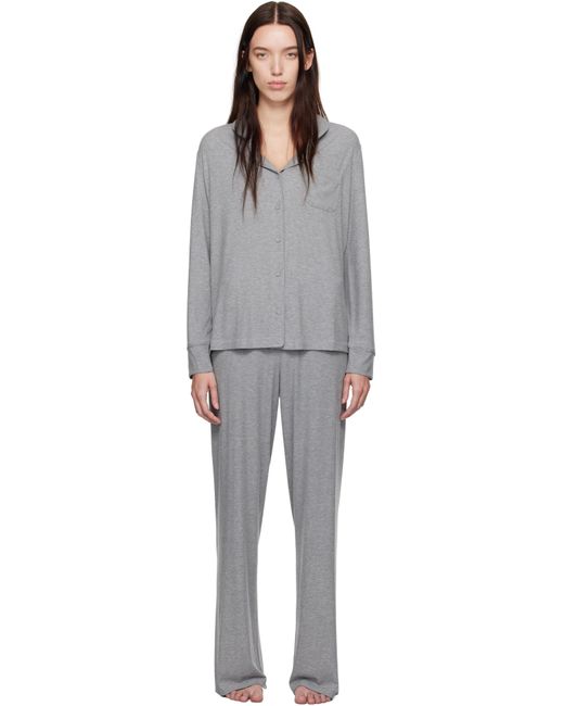 Skims Black Soft Lounge Pyjama Set