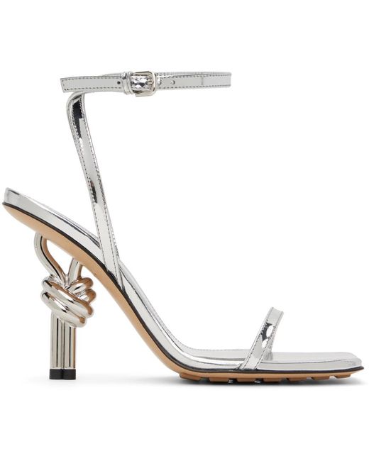 Bottega Veneta Metallic Silver Knot Sandals