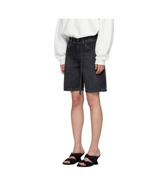 Acne Black Loose Fit Denim Shorts