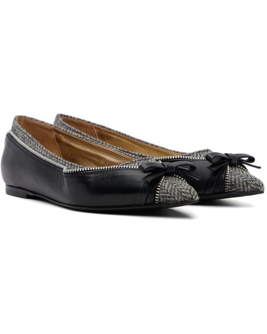August Barron Black Unzipped Ballerina Flats