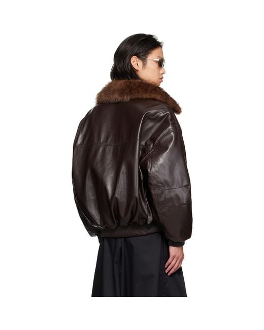 Lu'u Dan Black Faux-Leather Cargo Flight Jacket for men
