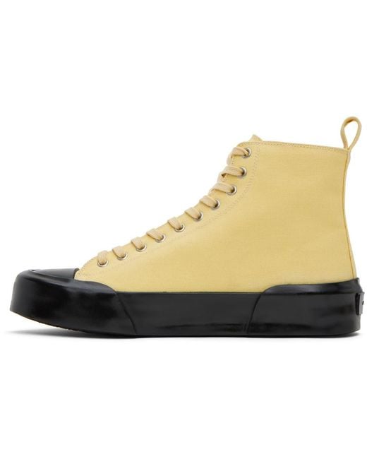Jil Sander Black Yellow High-top Sneakers for men
