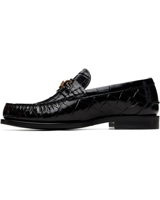 Versace Black Medusa '95 Croc-Effect Loafers for men