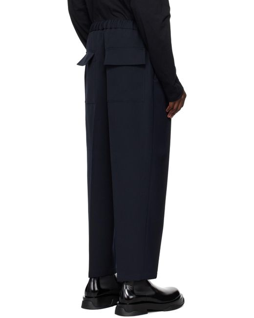 メンズ Jil Sander ネイビー ドローストリング トラウザーズ Blue