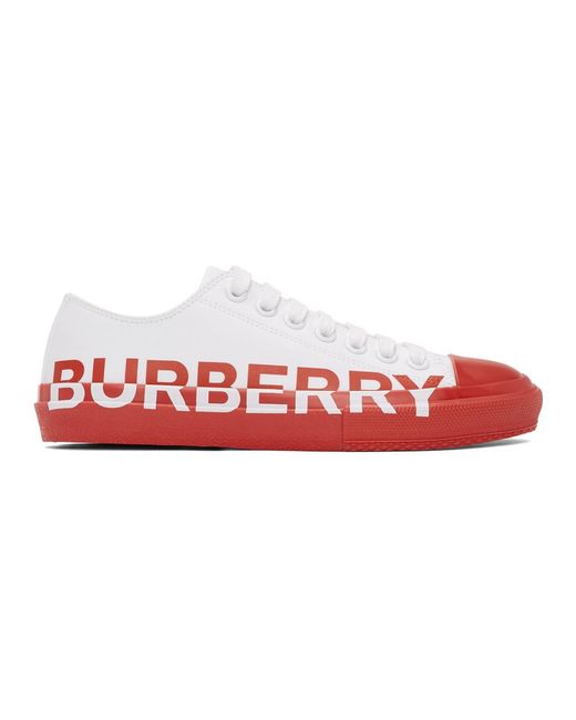 Burberry Red And White Larkhall M Logo Sneakers for men