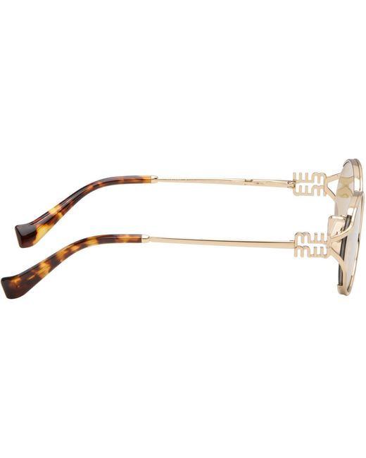 Miu Miu Natural Metal Oval Sunglasses