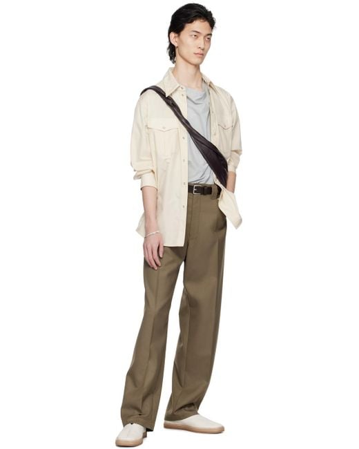 Lemaire Natural Taupe Straight Trousers for men