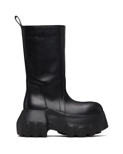 Rick Owens Black Temple Pull On Mega Tractor Boots for men