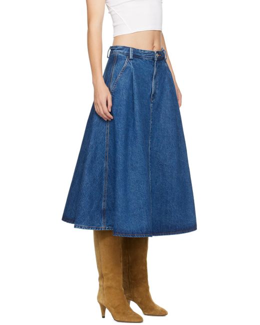 A.P.C. Blue Stonewashed Denim Enora Midi Skirt