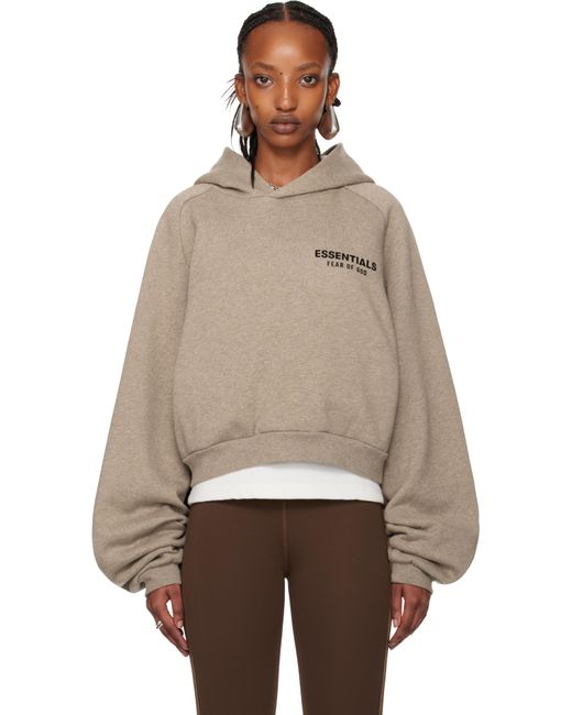 Fear Of God グレー フリース クロップド フーディ Natural