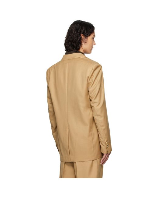 Feng Chen Wang Natural Tan Multi Slash Blazer for men