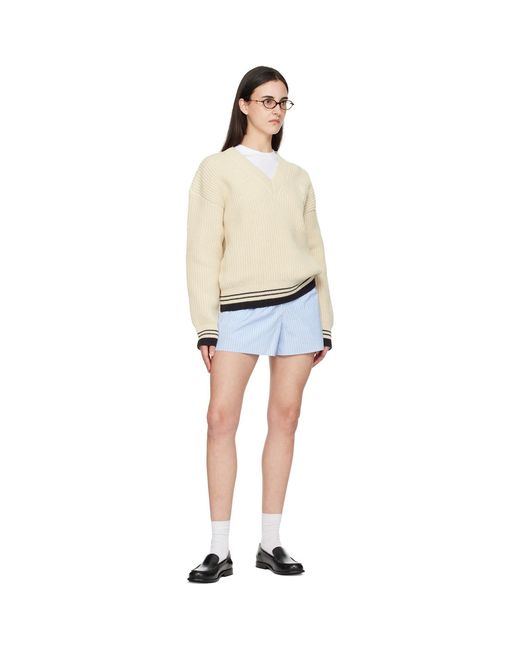 AMI Blue Cotton Elasticated Shorts