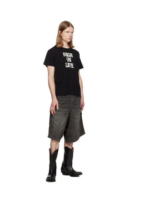 R13 Black Jesse Carpenter Denim Shorts for men
