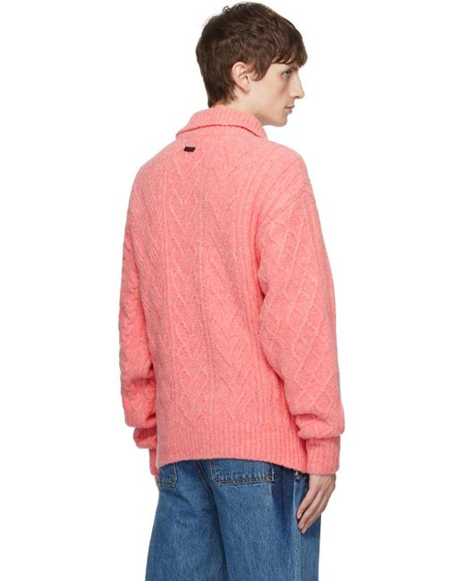 Adererror Pink Layered Collar Polo for men