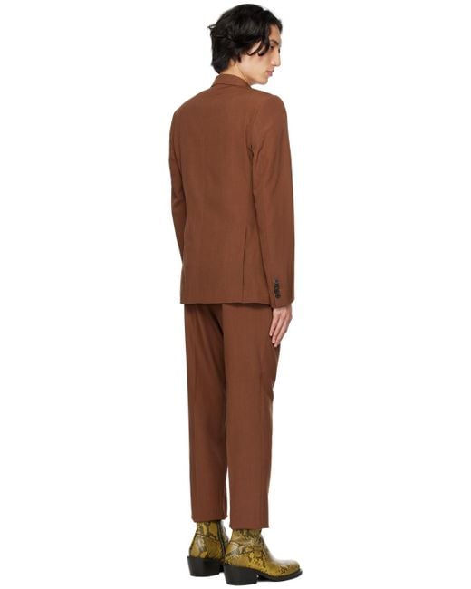 Dries Van Noten Black Orange Notched Lapel Suit for men
