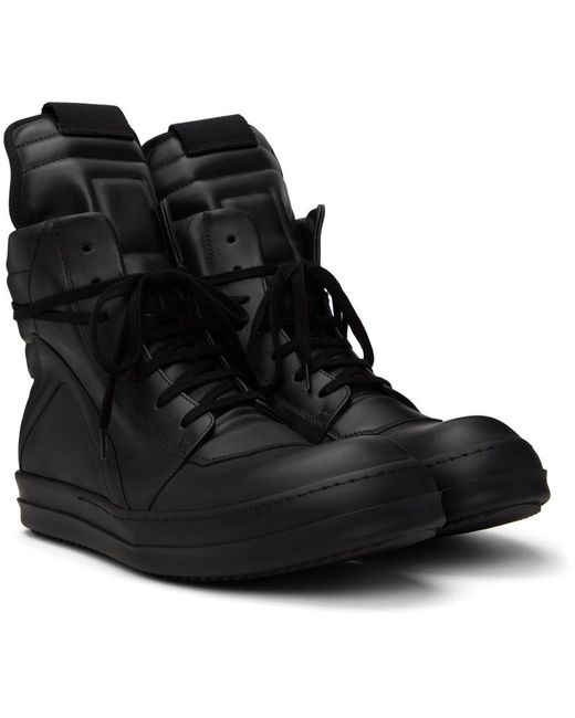 Rick Owens Geobasket Sneakers In Black Leather for men