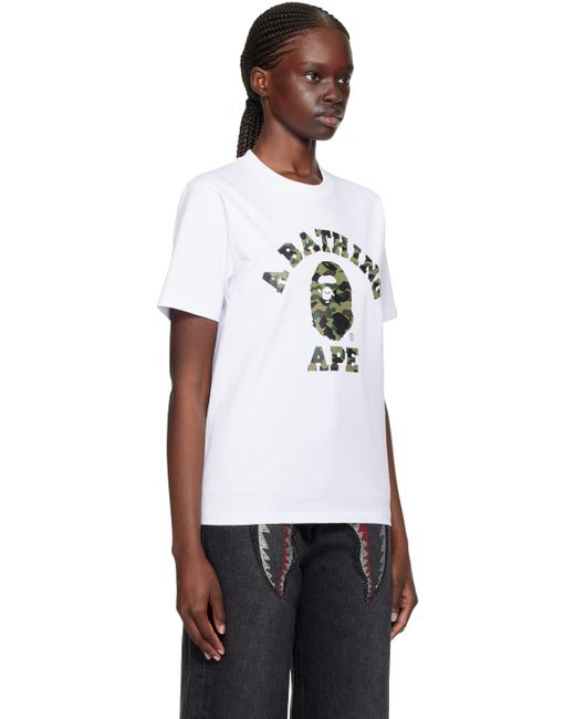 T-shirt blanc à logo de style collégial à motif 1st camo A Bathing Ape en coloris Black
