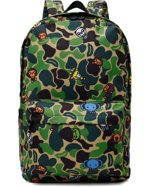 A Bathing Ape Green Khaki Baby Milo Large Backpack for men