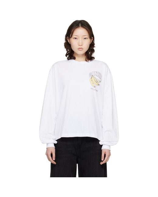 Ganni White Long Sleeve Fruit T-Shirt
