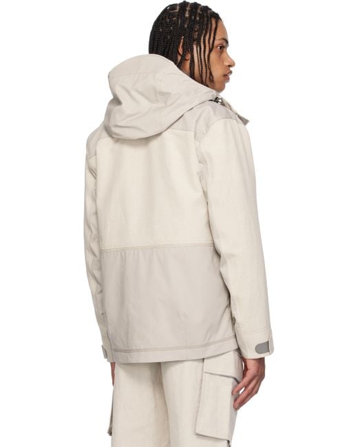 メンズ Moncler ベージュ Spur フード付き リネン＆コットン フィールドジャケット Natural