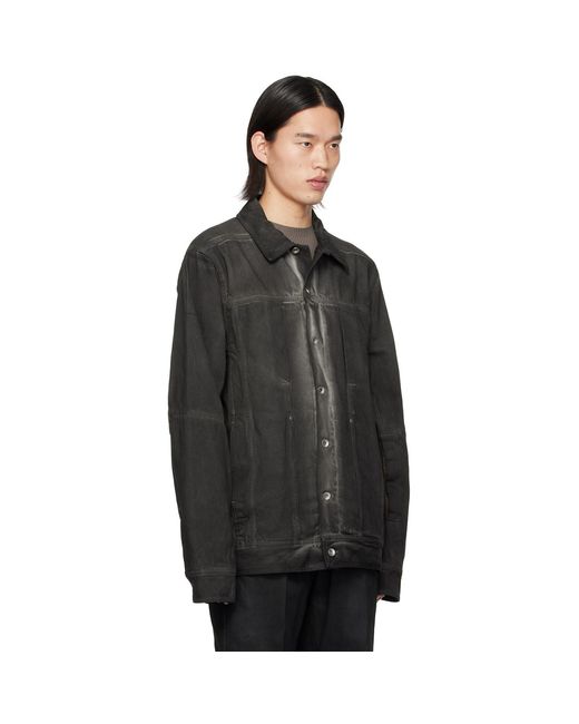 Rick Owens Black Lido Worker Denim Jacket for men