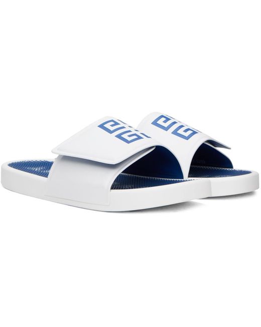 Sandales à enfiler blanc et bleu à logo 4g Givenchy pour homme en coloris Black