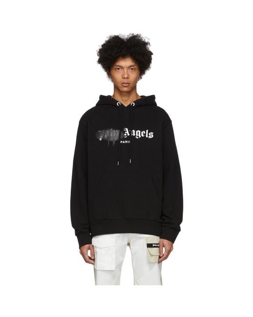 Palm Angels Paris Sprayed Hoodie Black for Men Lyst