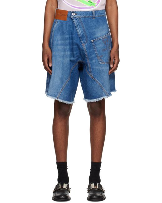 J.W. Anderson Blue Indigo Twisted Denim Shorts for men