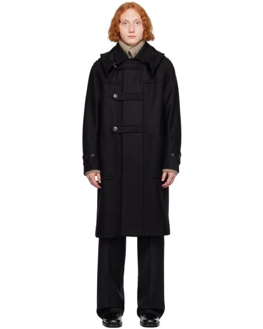 Dries Van Noten Black Wool Coat for men