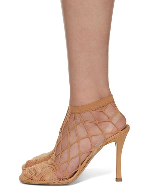 Stella McCartney Brown Beige Fishnet 100 Heeled Sandals