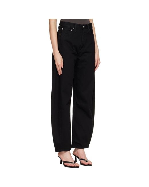 Agolde Black Luna High Rise Pieced Taper Jeans
