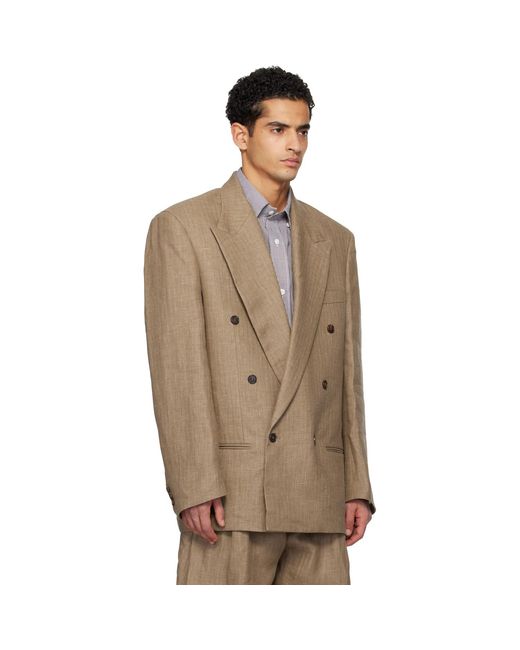 Hed Mayner Brown Linen Blazer for men