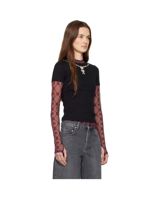 MARINE SERRE Black Trompe L'Oeil Jewelry Jersey Baby Fit T-Shirt