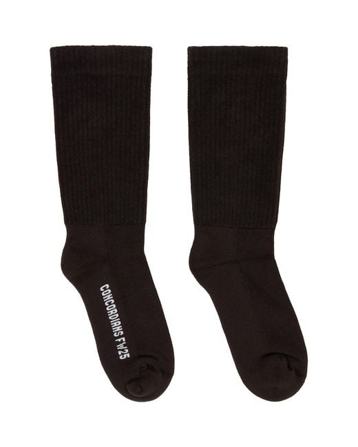 Rick Owens Black Concordians Mid Calf Socks for men