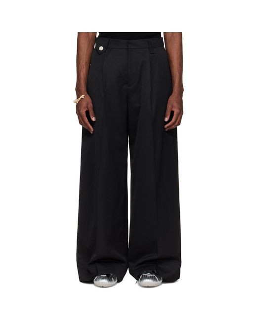 Simone Rocha Black Wide Leg Belt Loop Tab Trousers for men