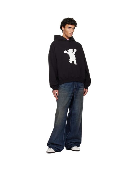 we11done Blue New Teddy Logo Hoodie for men