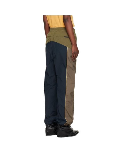 ANDERSSON BELL Green Khaki Color Block Nylon Track Pants