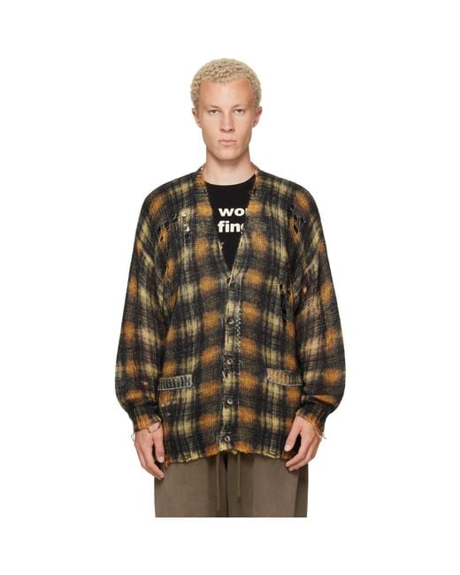 R13 Brown Oversized Cardigan for men
