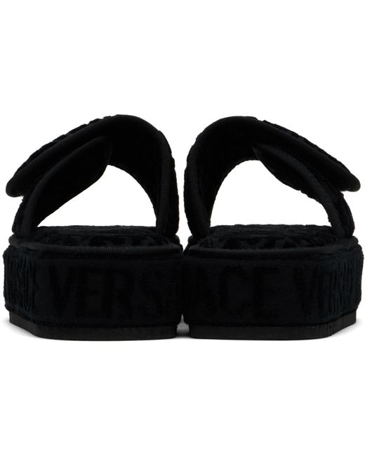メンズ Versace ブラック 'Versace' Allover スリッパ Black