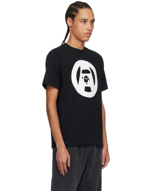 A Bathing Ape Black Stencil Circle Ape Face T-Shirt for men