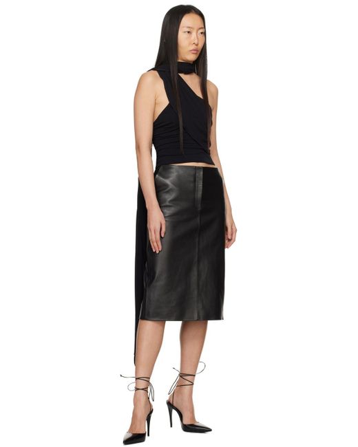 Magda Butrym Black Zip Leather Midi Skirt