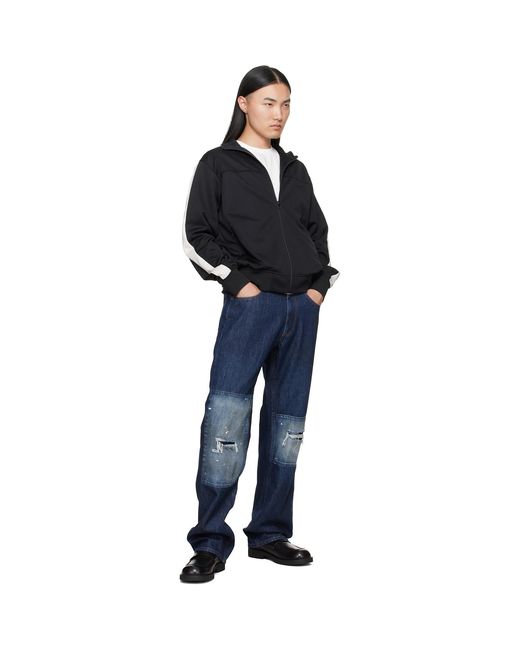 MM6 by Maison Margiela Black Striped Sleeves Track Jacket for men