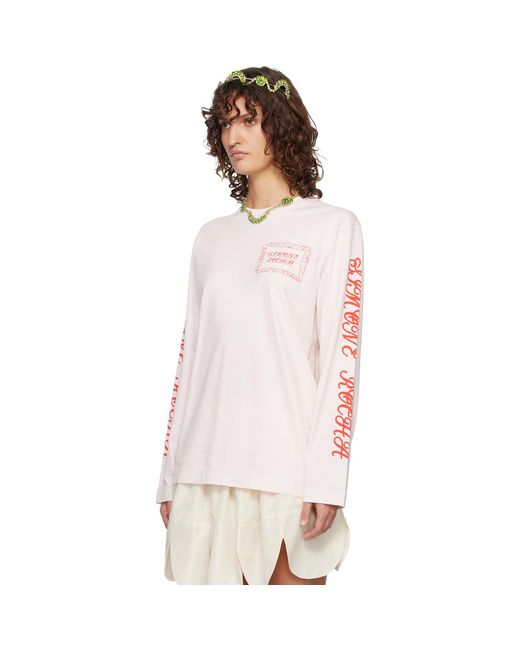 Simone Rocha Pink Pillowcase Logo Print Long Sleeve T-Shirt