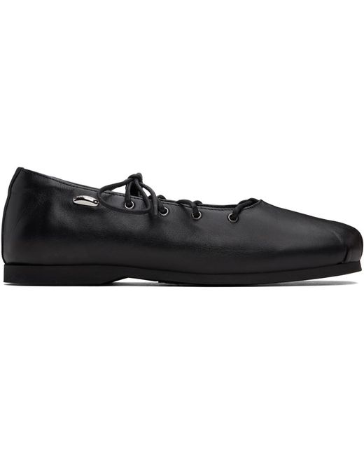 Our Legacy Black Laced Slip-In Leather Ballerina Flats